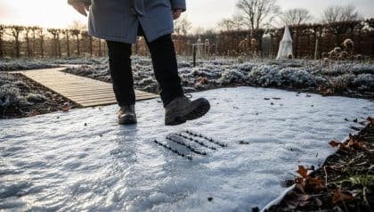 DivertissonsNous - Jardin: en décembre, piétiner la pelouse gelée laisse des dégâts visibles pendant des mois