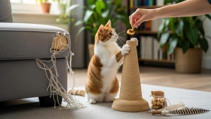 DivertissonsNous - Cat scratching your couch: how to stop it with scratching posts, training and deterrents