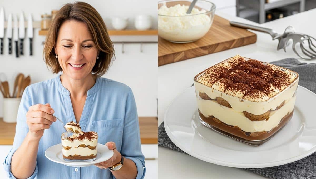 DivertissonsNous - Tiramisu: remplacer le mascarpone par un ingrédient plus léger réduit les calories d’environ 50 %