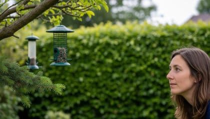 DivertissonsNous - Mésanges: pour remplir la mangeoire, installez-la à 2-3 m d'une haie ou d'un arbre