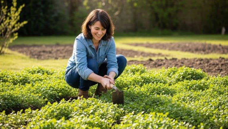 DivertissonsNous - Sol nu en hiver: en mars, le jardin se couvre de mauvaises herbes