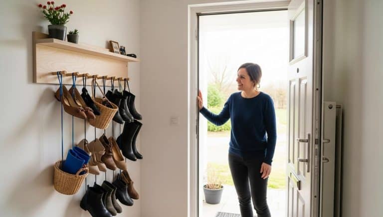 DivertissonsNous - Vertical shoe storage DIY frees up an entire mat in your entryway: the simple trick for a clutter-free home