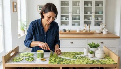 DivertissonsNous - Green Mosaic Tile: This Simple Wall Shelf Trick Turns Your Kitchen Into a Stunning Showpiece